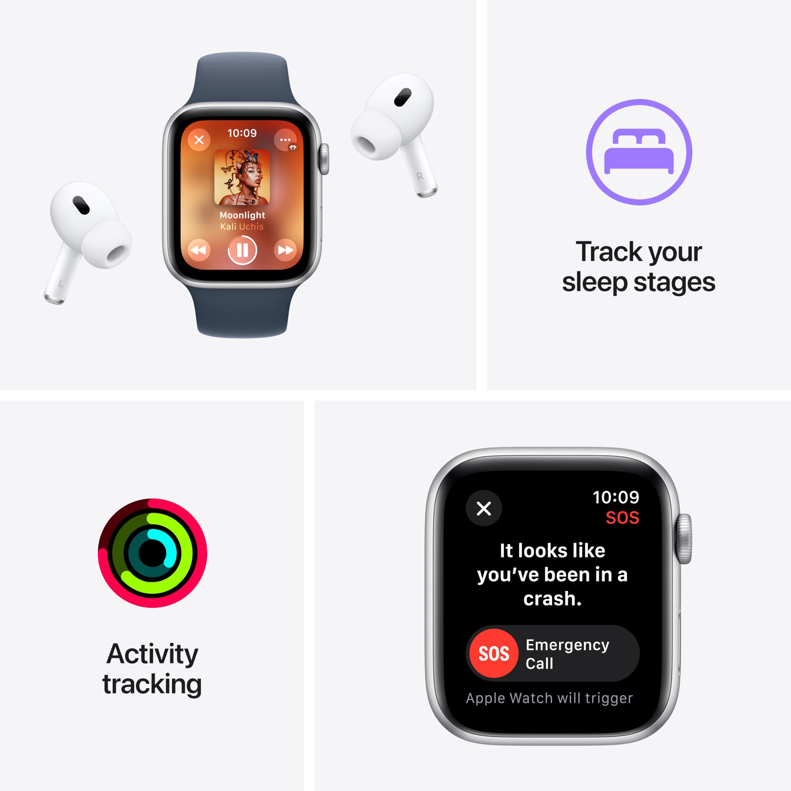 Apple Watch SE (2nd Gen) GPS 44mm: Smartwatch with Starlight Aluminum Case and Sport Band. Fitness & Sleep Tracker, Crash Detection, Heart Rate Monitor