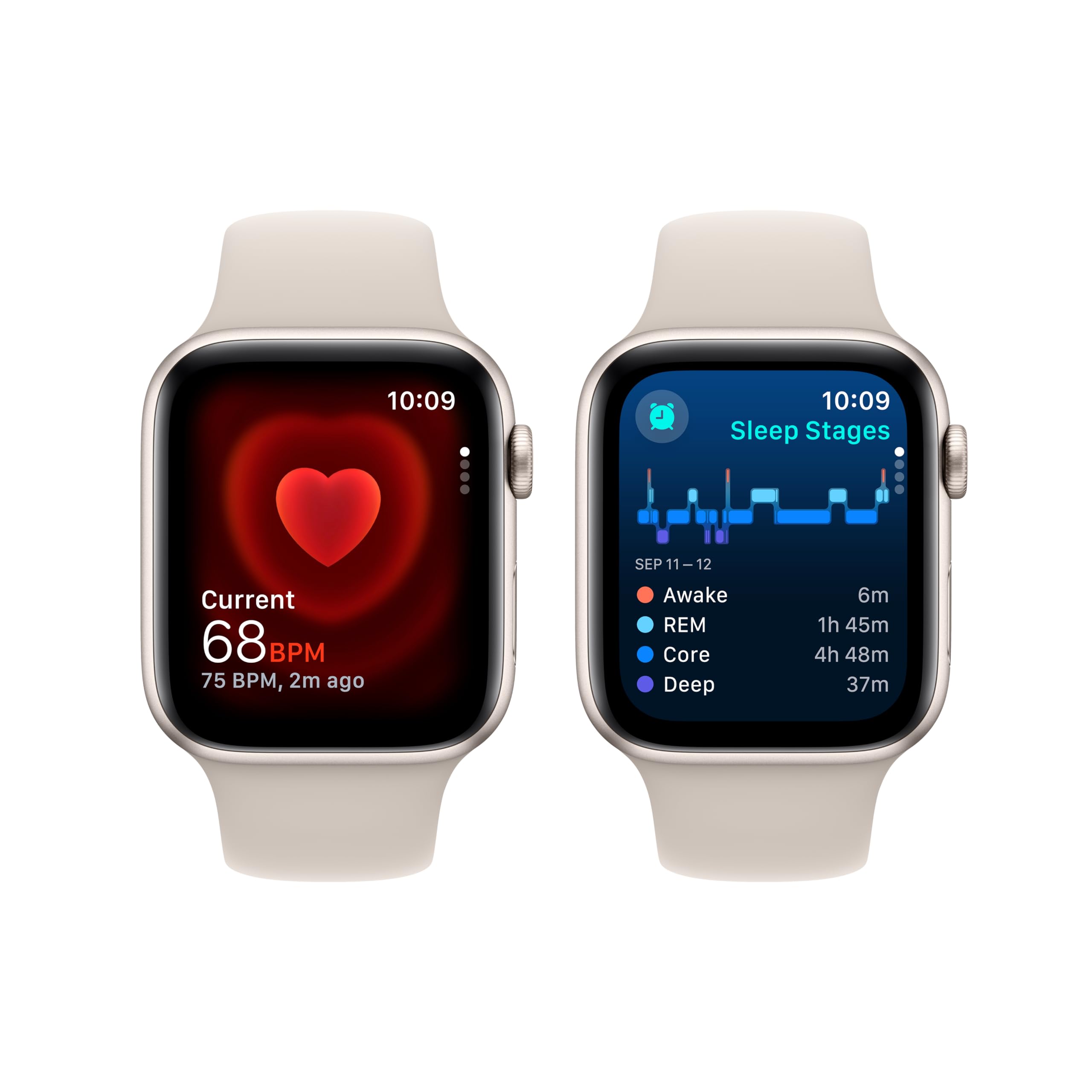 Apple Watch SE (2nd Gen) GPS 44mm: Smartwatch with Starlight Aluminum Case and Sport Band. Fitness & Sleep Tracker, Crash Detection, Heart Rate Monitor