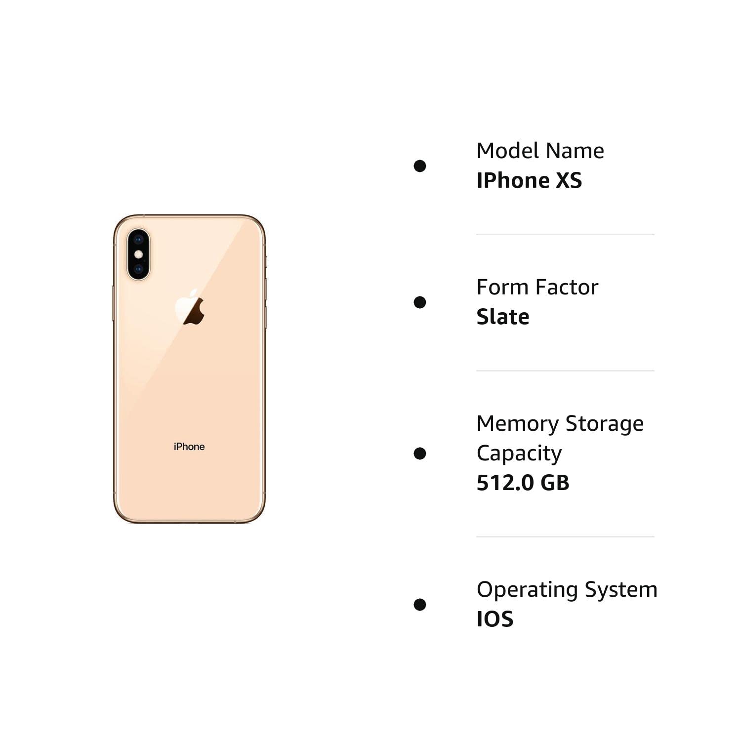 Renewed Apple iPhone XS - 64GB, Gold - Fully Unlocked