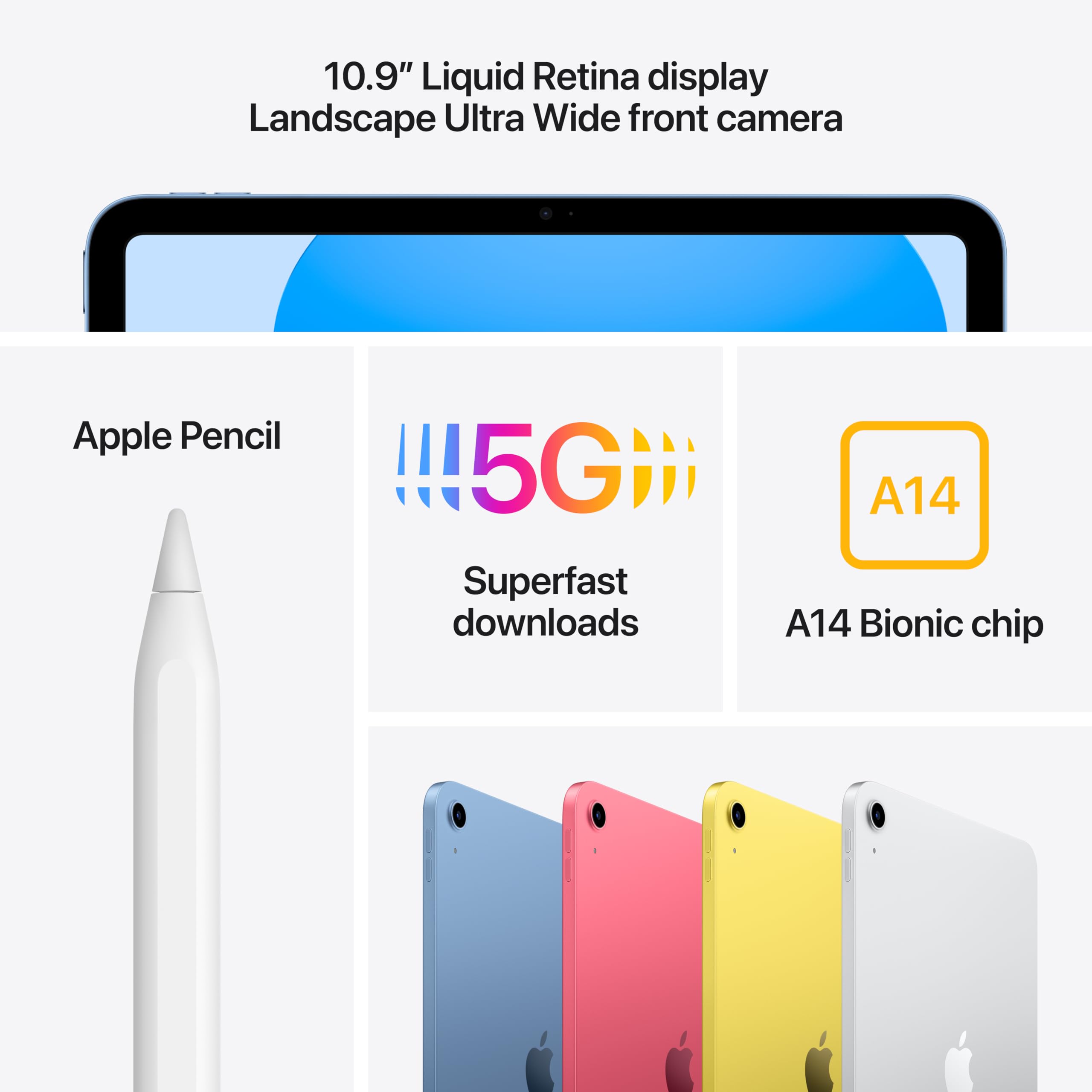 10th Gen Apple iPad: A14 Bionic Chip, 10.9