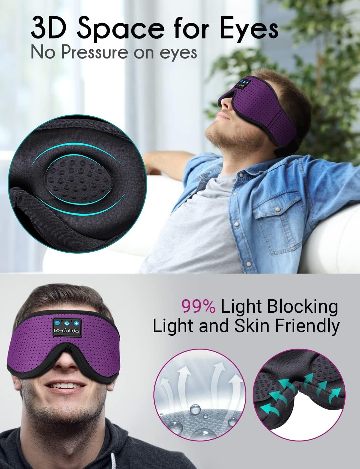 LC-dolida Sleep Mask with Bluetooth Headphones