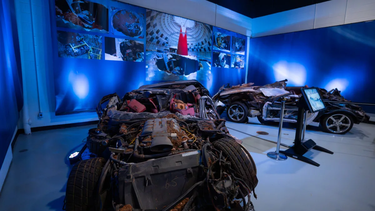 "Ground to Sky: The Sinkhole Reimagined - Experience the Unforgettable Corvette Museum Exhibit"