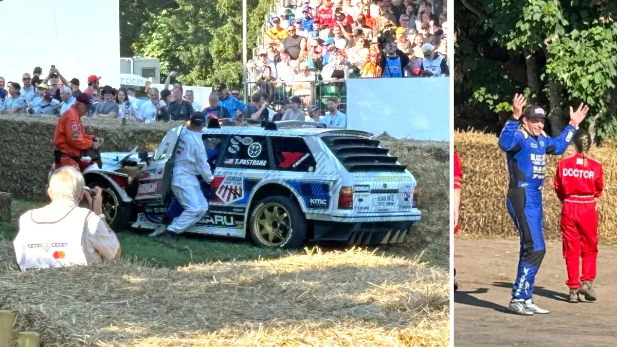 Travis Pastrana Crashes Subaru Huckster at Goodwood Festival of Speed