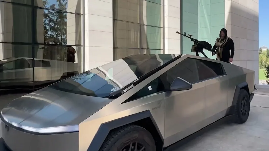 Chechen Leader Ramzan Kadyrov Drives Tesla Cybertruck with Machine Gun, Raising Questions about Its Origin