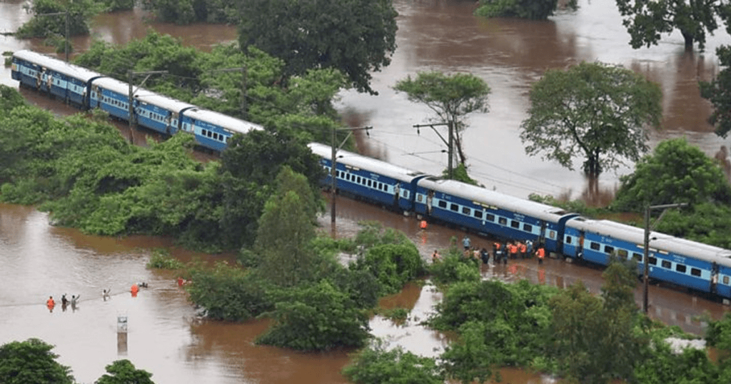 Entire Train Gets Stuck In Floods In India - Global Village Space