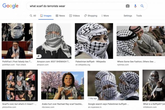 Google allegedly shows Palestinian Keffiyeh as terrorist headdress