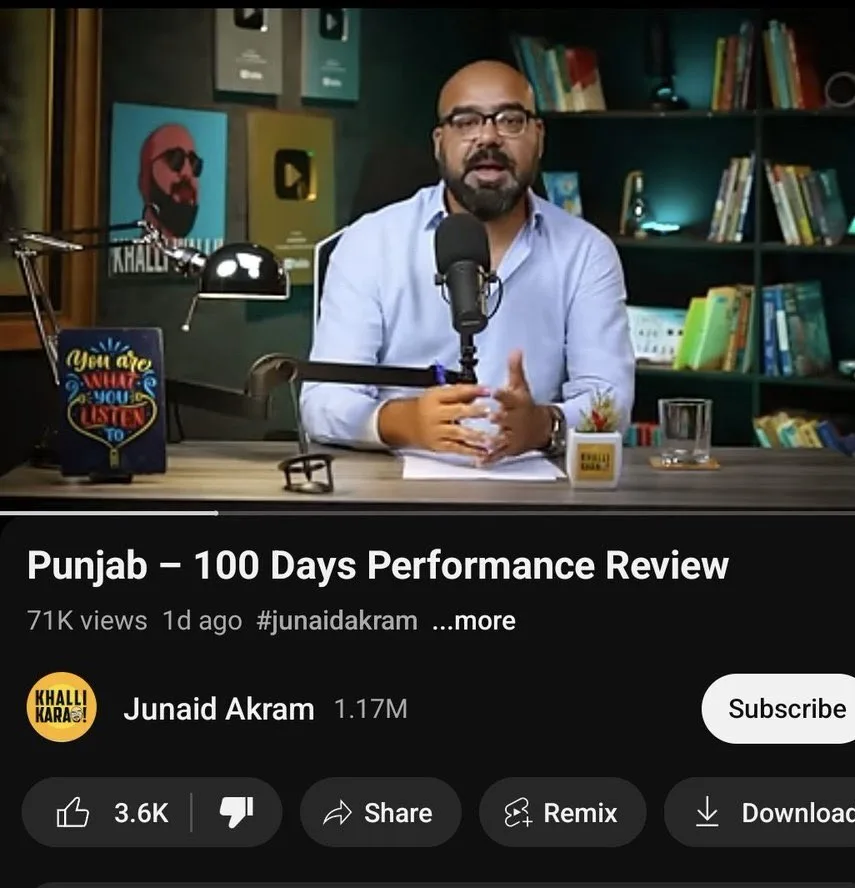 Youtuber Junaid Akram apologizes for praising Punjab Government 100 ...