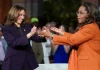 Kamala Harris joins Oprah Winfrey in emotional campaign